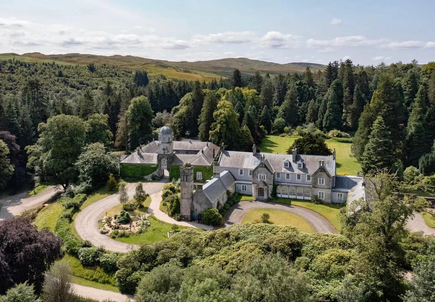The house in its parkland, from the air