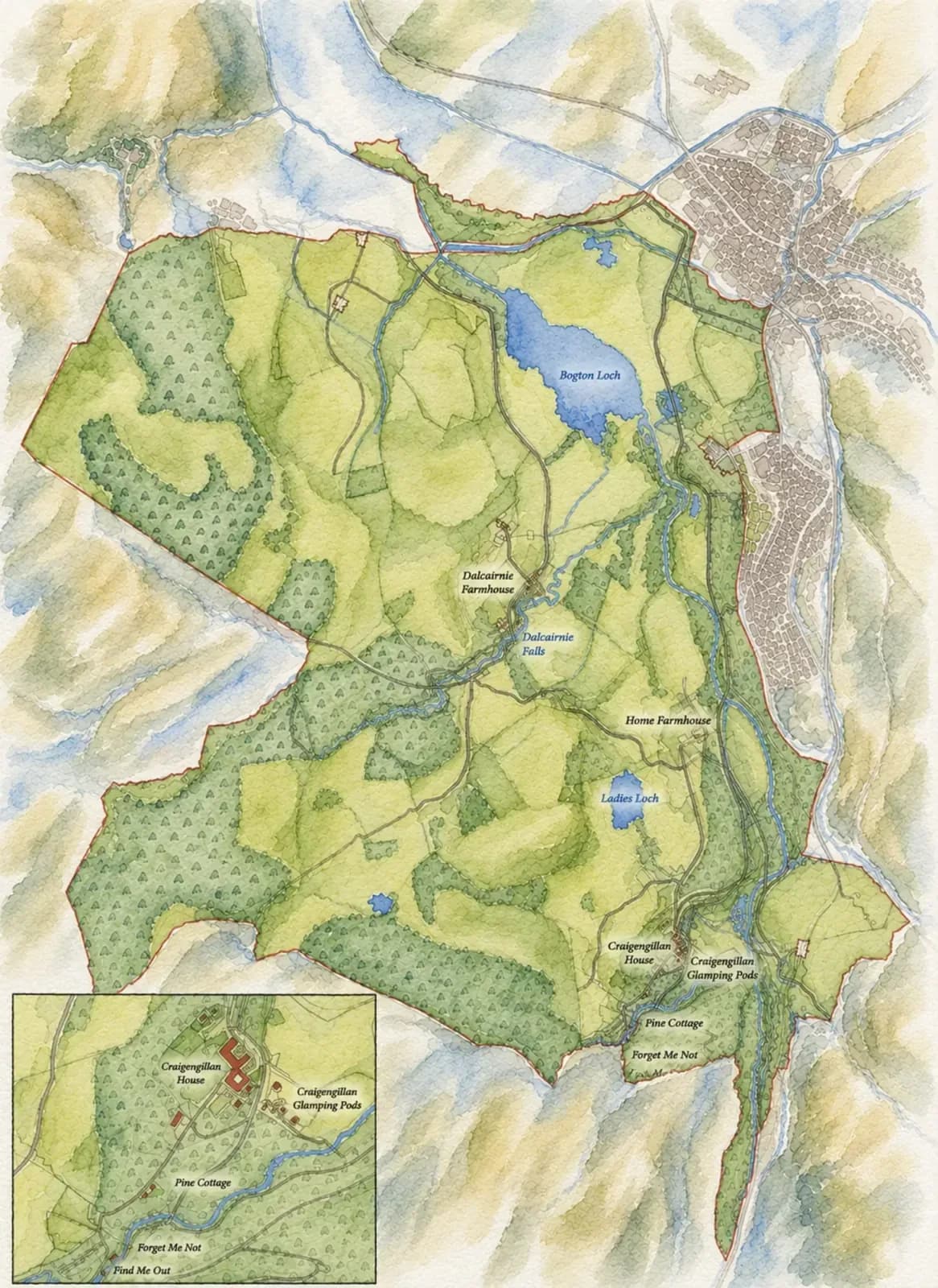 Illustrated map of the estate