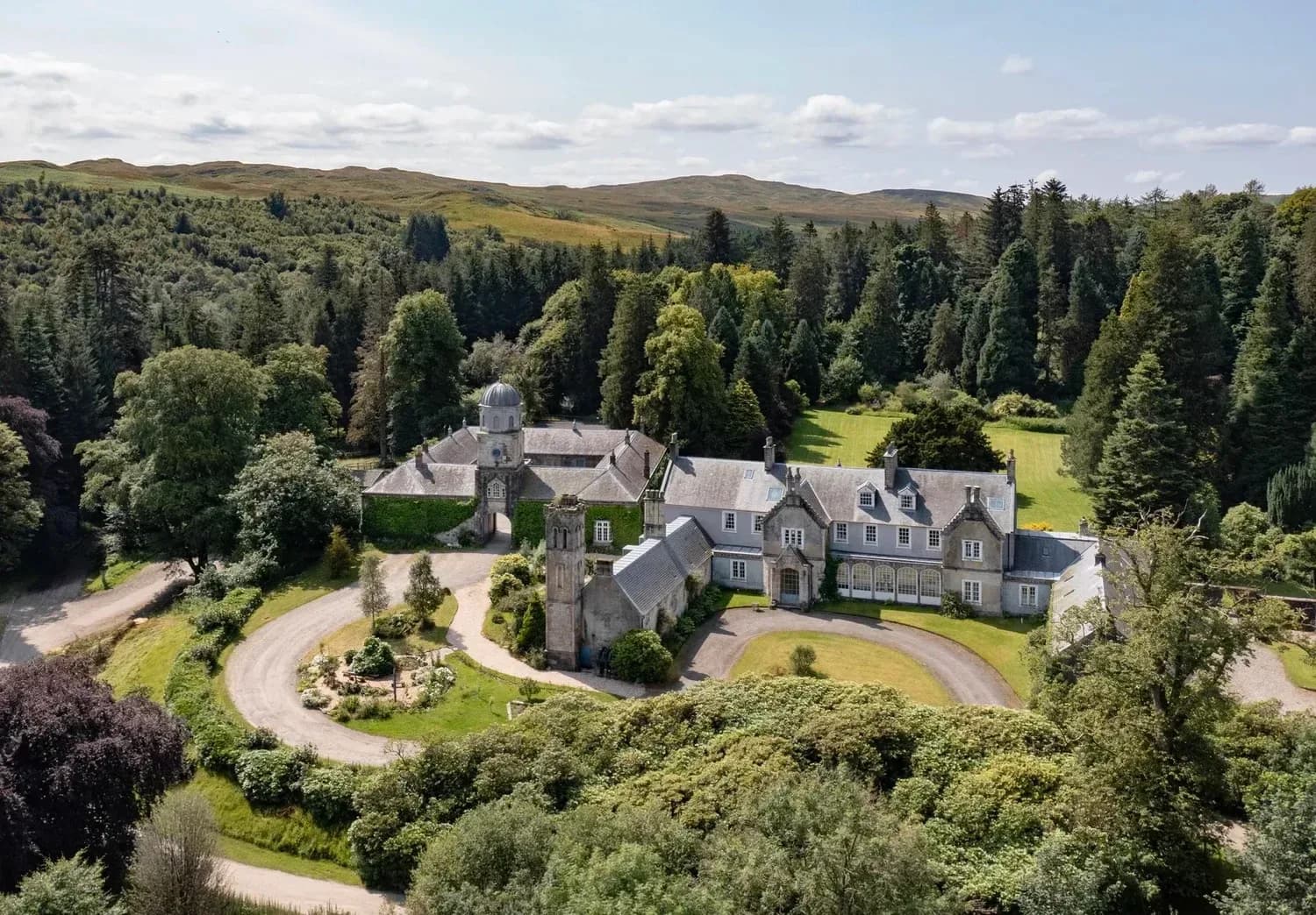 The house in its parkland, from the air